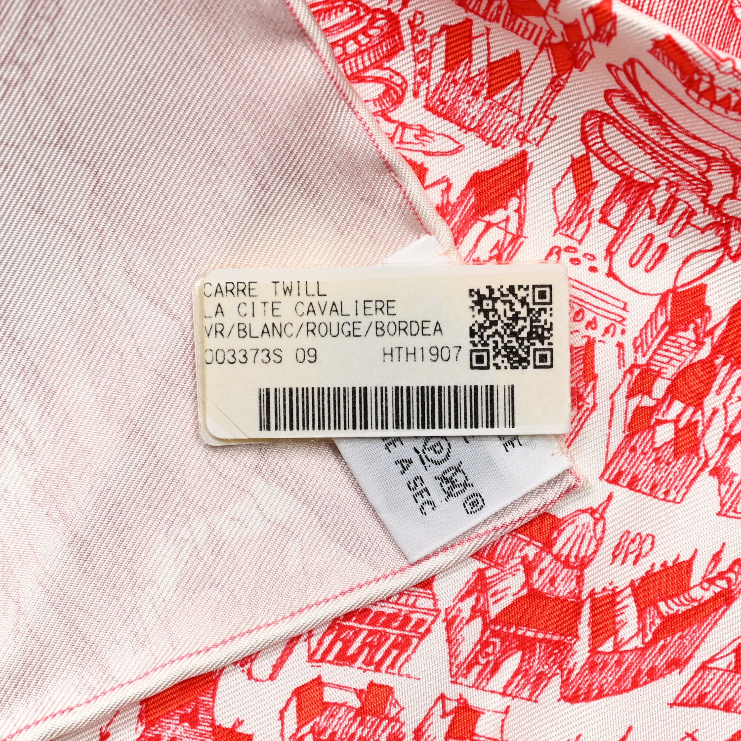 Hermes Silk La Cite Cavaliere Scarf 90 White Rouge Bordeaux 5 of 5