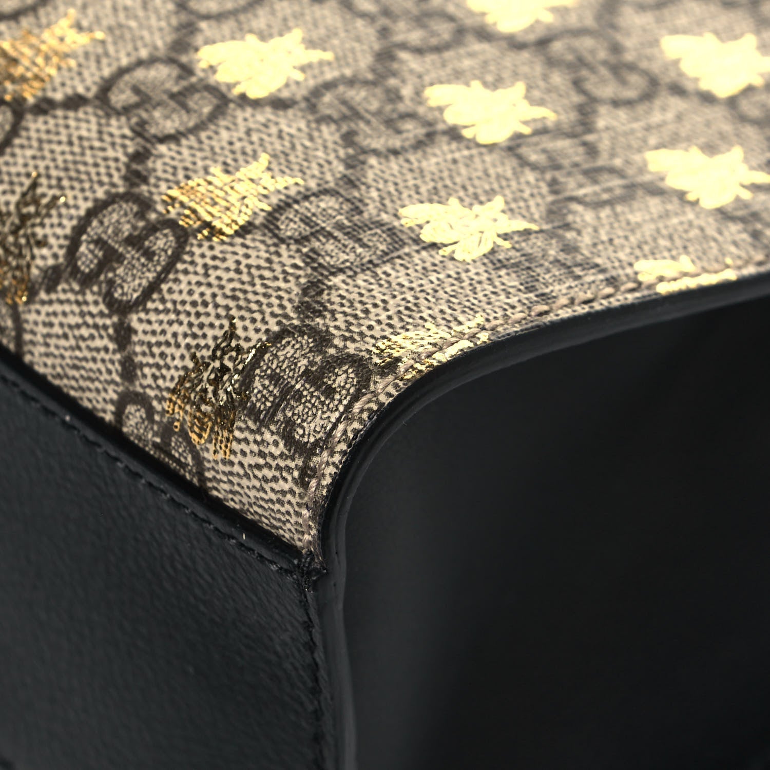Gucci GG Supreme Monogram Bees Small Padlock Tote Beige Oro Black 12 of 12