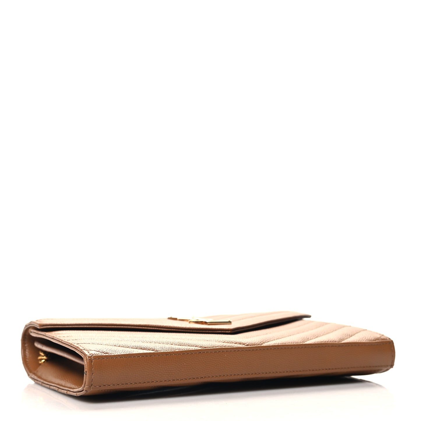 Grain De Poudre Matelasse Chevron Monogram Chain Wallet Natural Dark
