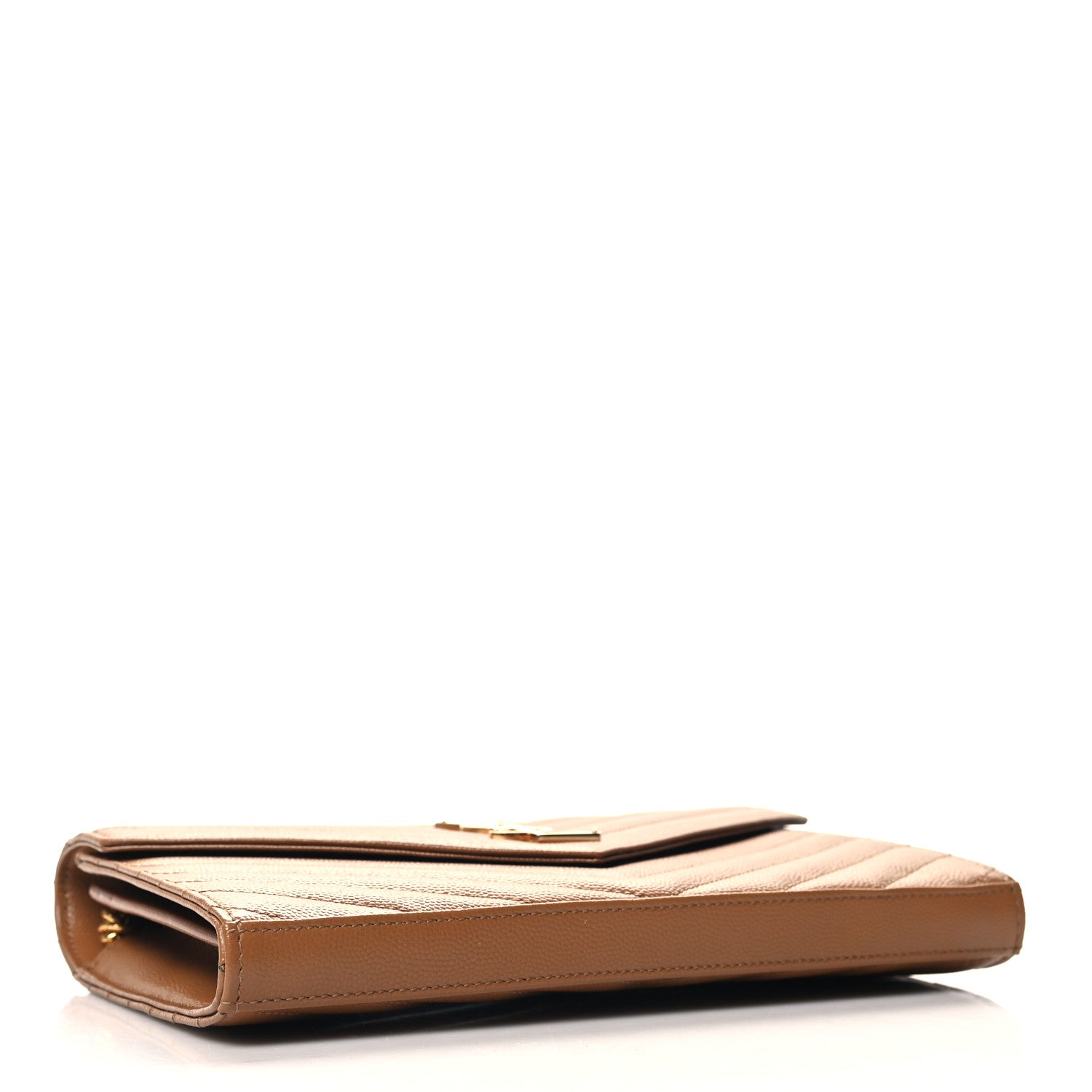 Saint Laurent Grain De Poudre Matelasse Chevron Monogram Chain Wallet Natural Dark 4 of 11