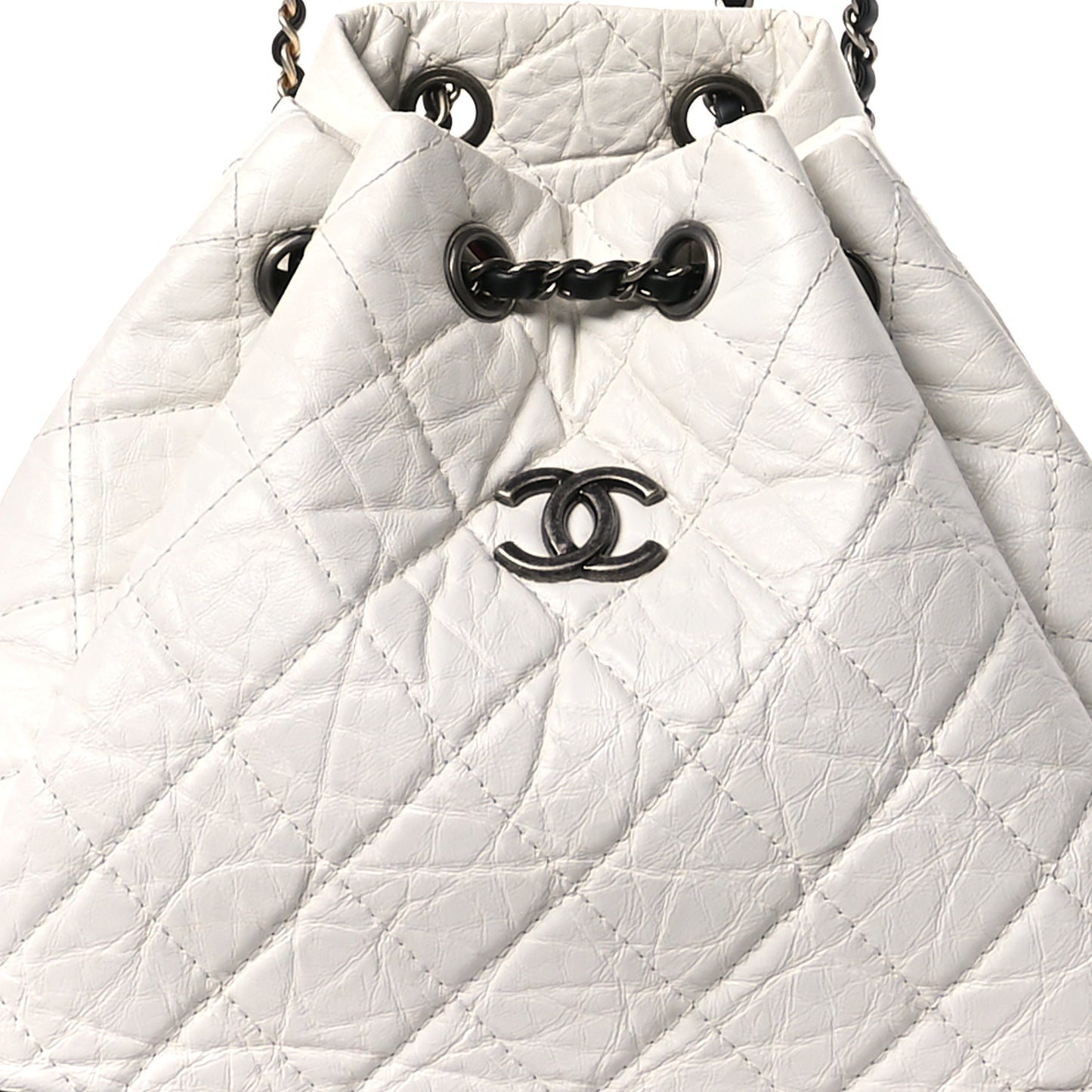 Aged Calfskin Quilted Small Gabrielle Backpack Black White