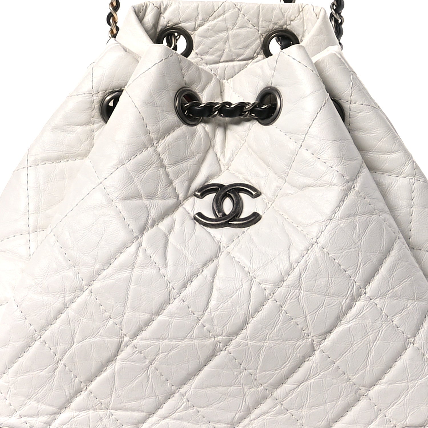 Chanel Aged Calfskin Quilted Small Gabrielle Backpack Black White 8 of 11