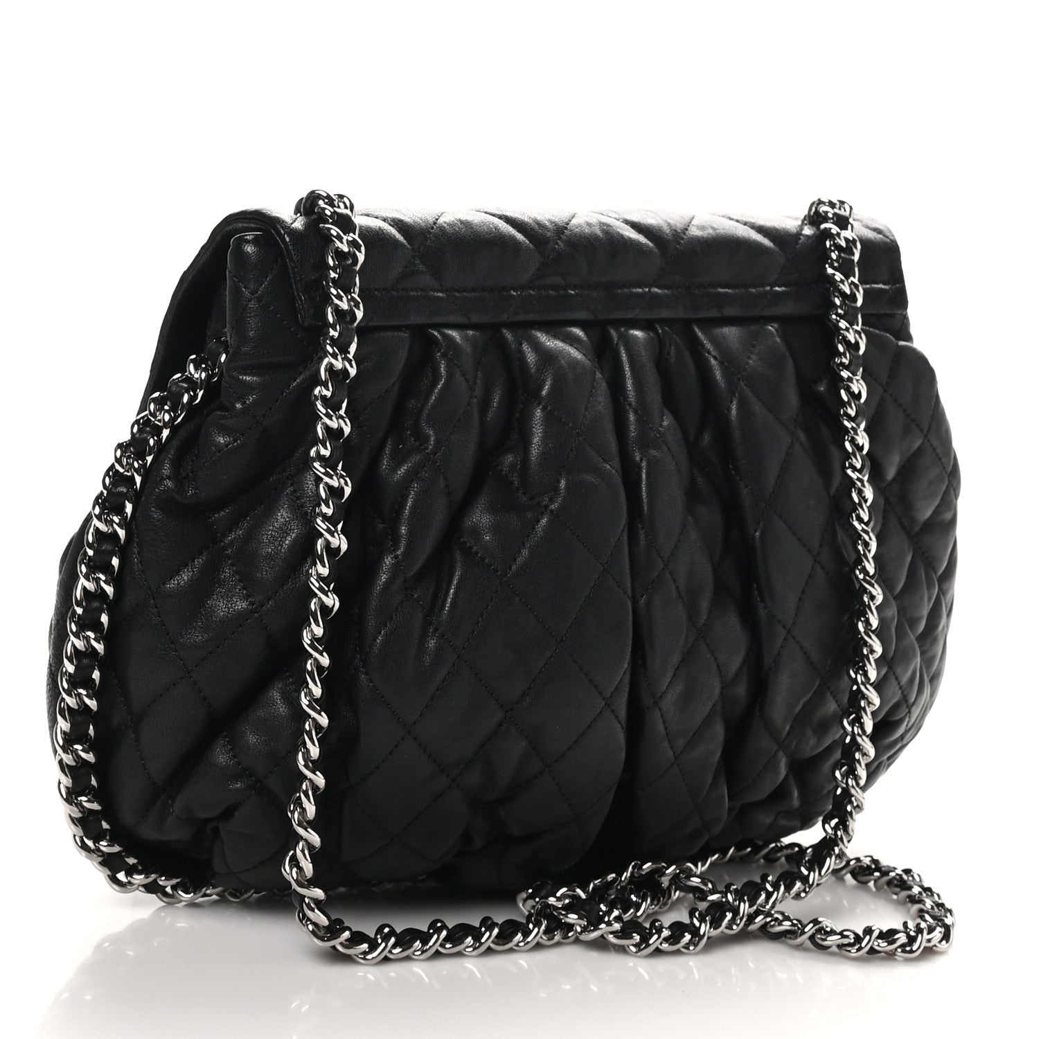 Chanel Washed Lambskin Quilted Large Chain Around Messenger Black 3 of 10
