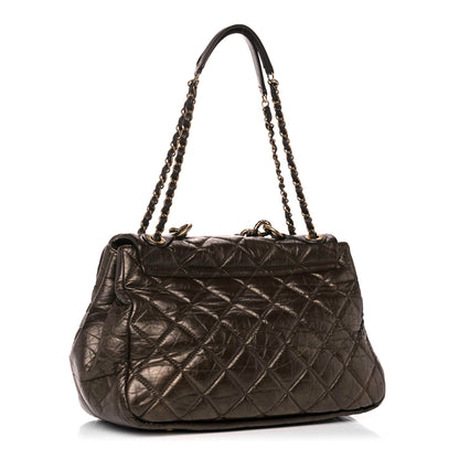 Chanel Aged Calfskin Quilted Large Pondichery Flap Dark Brown 3 of 16