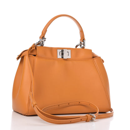 Fendi Nappa Mini Peekaboo Iconic Satchel Giallo Syrup 3 of 14