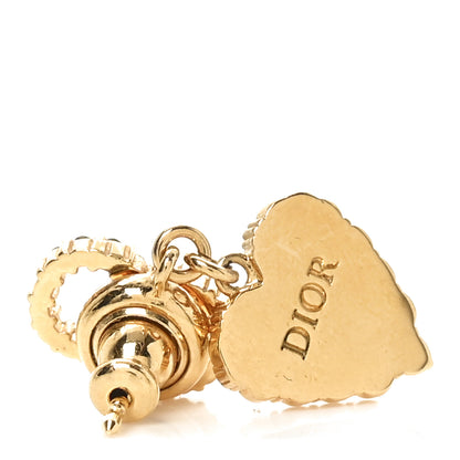 Christian Dior Crystal CD Heart Earrings Gold 4 of 4