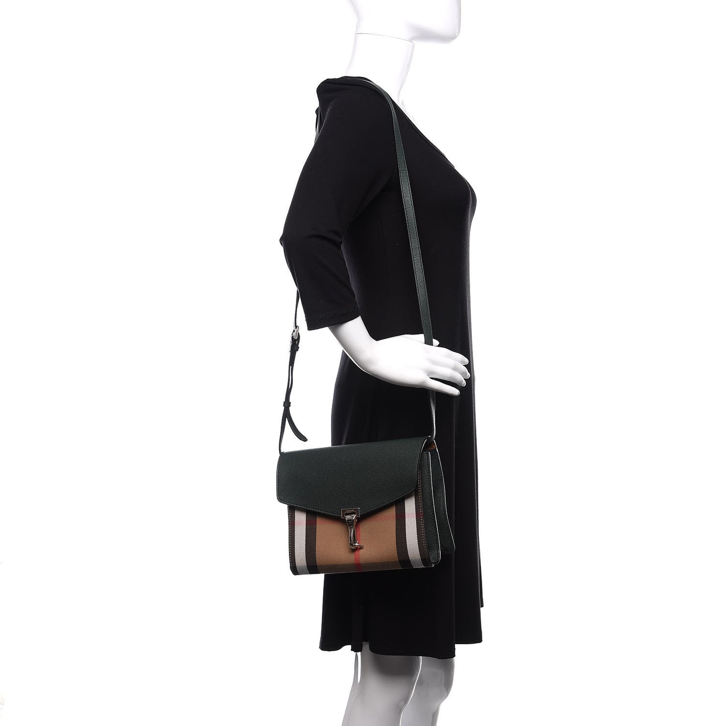 Derby Calfskin House Check Small Macken Crossbody Bag Dark Bottle Green