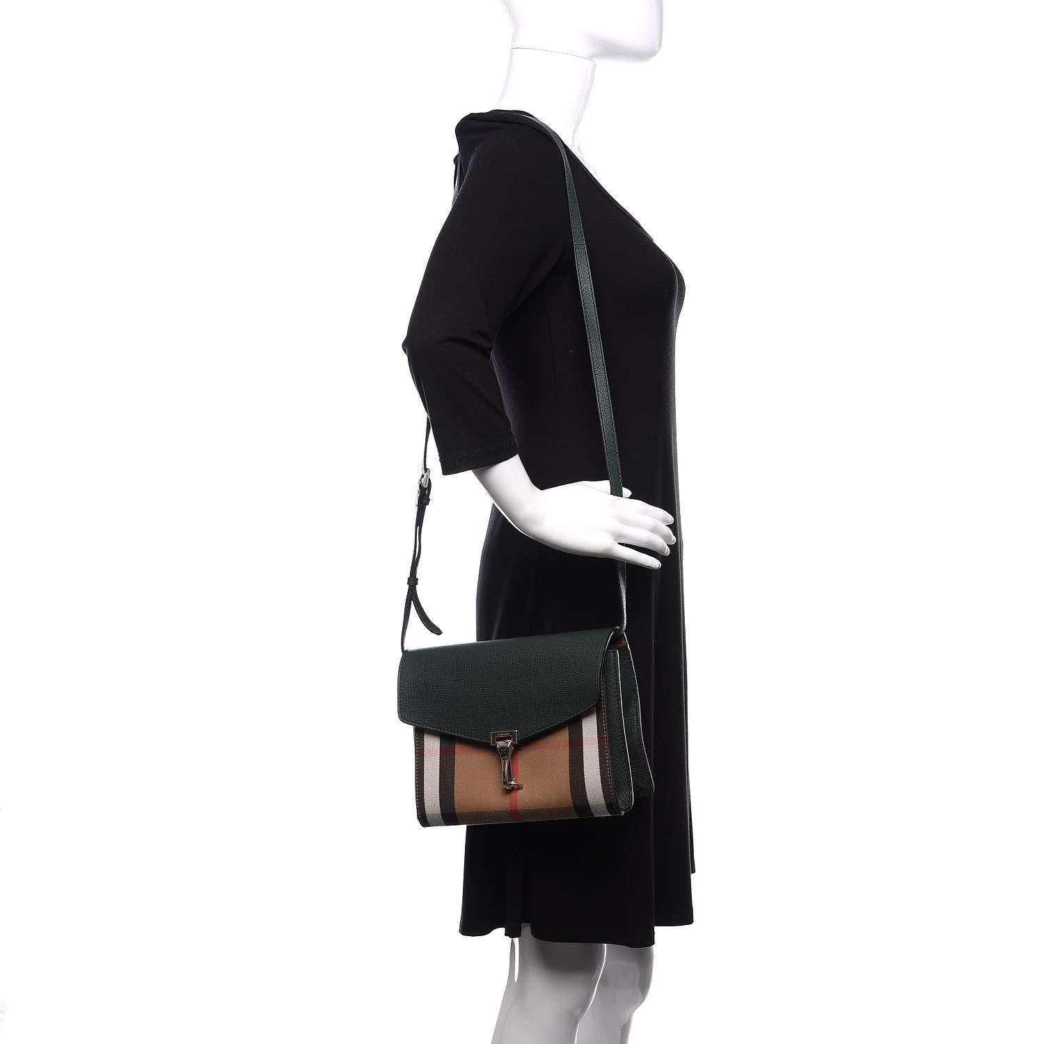 Burberry Derby Calfskin House Check Small Macken Crossbody Bag Dark Bottle Green 2 of 10