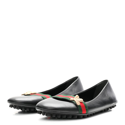 Gucci Calfskin Bayadere Bee Ballerina Flats 35.5 Black 4 of 10