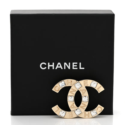 Chanel Baguette Crystal Logo CC Brooch Gold 7 of 7