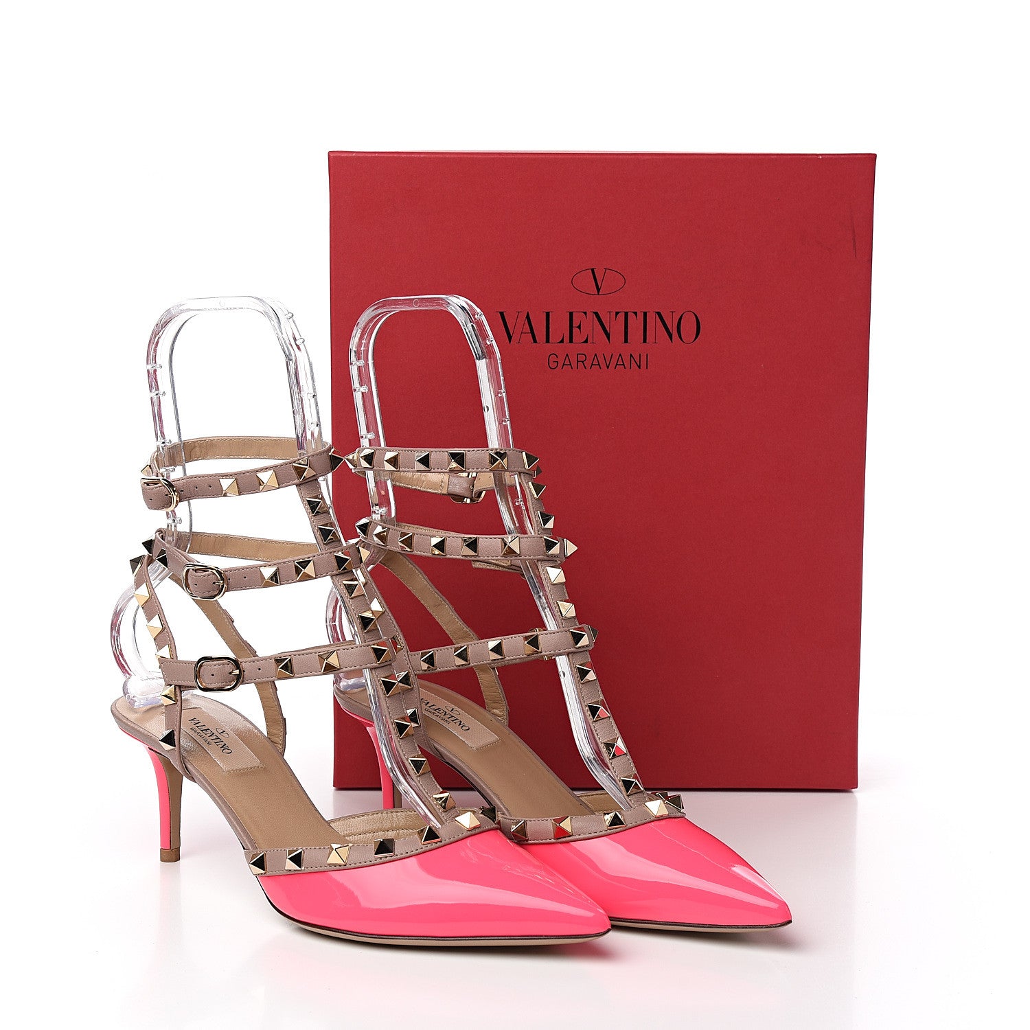Valentino Garavani Patent Nappa Rockstud Ankle Strap 65mm Pumps 38.5 Peony Poudre 9 of 9