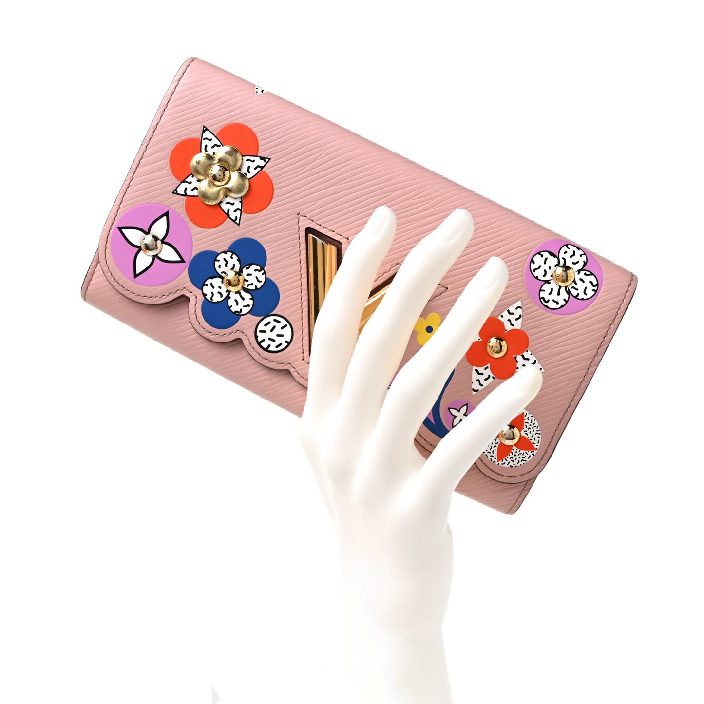 Epi Blooming Flowers Twist Wallet Rose Ballerine
