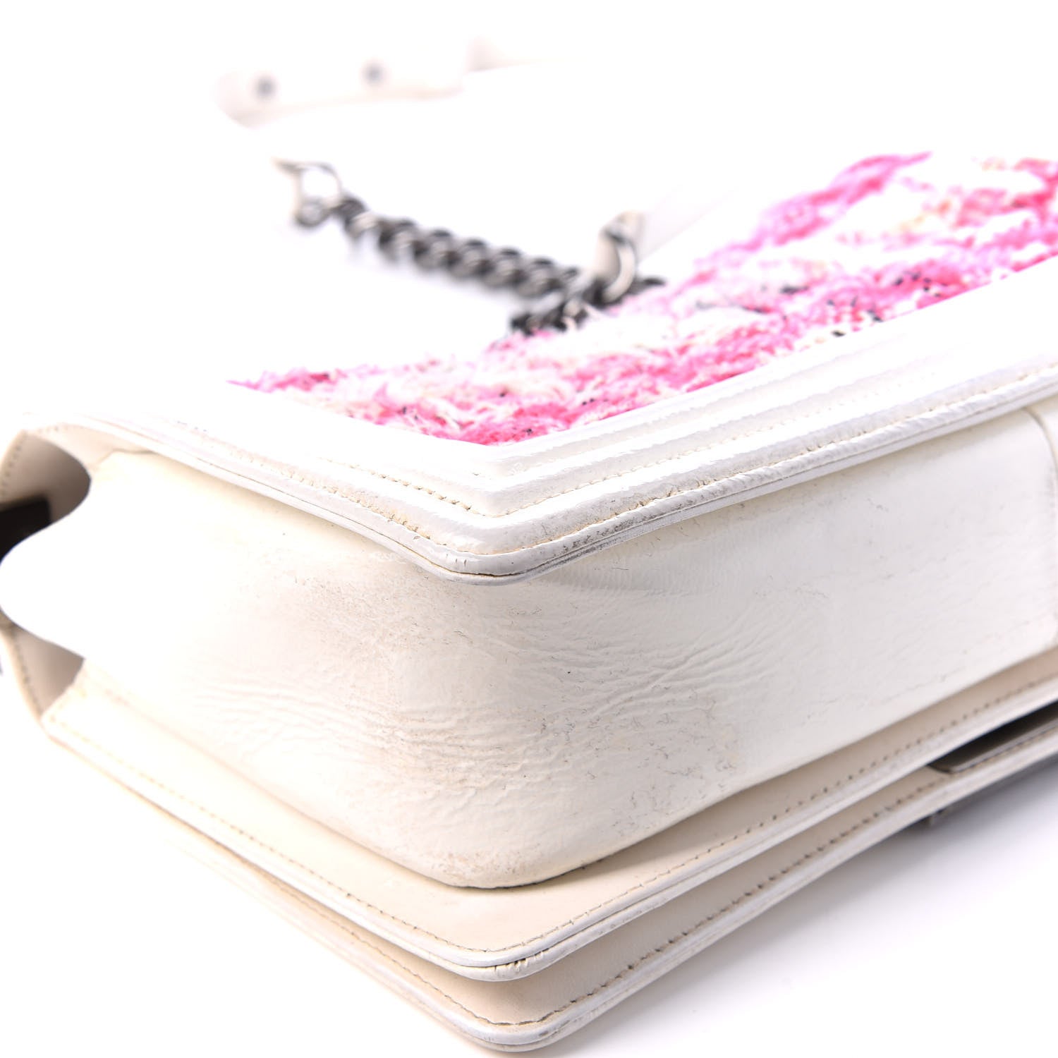 Chanel Patent Tweed Medium Boy Flap White 7 of 12