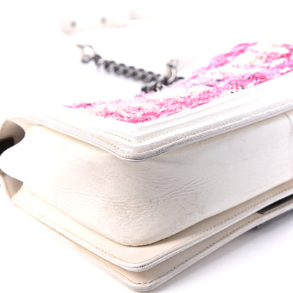 Chanel Patent Tweed Medium Boy Flap White 7 of 12