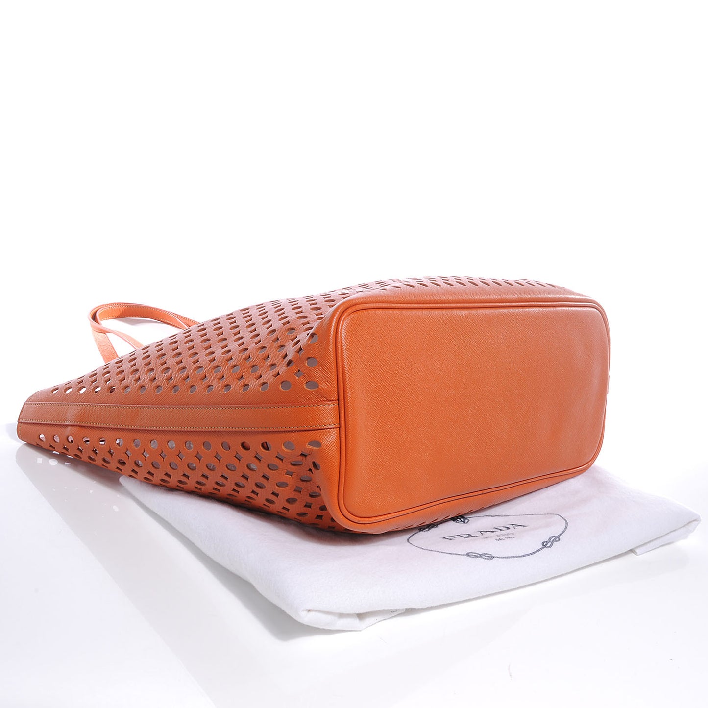 Saffiano Perforated Tote Papaya