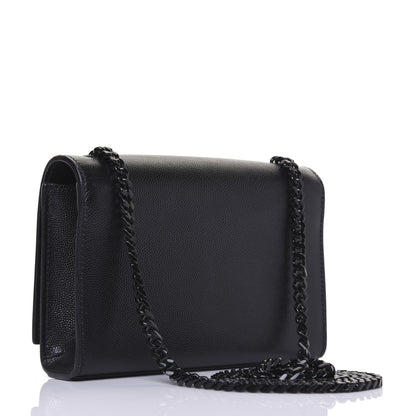 Saint Laurent Grain De Poudre Small Monogram Kate Satchel Black 2 of 14