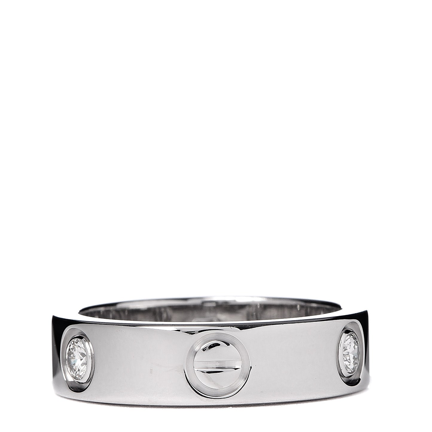 18K White Gold 3 Diamond 5.5mm LOVE Ring 55 7.25