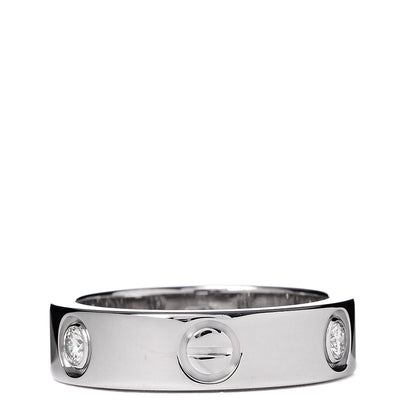 Cartier 18K White Gold 3 Diamond 5.5mm LOVE Ring 55 7.25 3 of 5