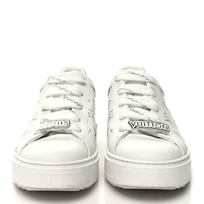 Louis Vuitton Calfskin Monogram Debossed Time Out Sneakers 40 White Silver 2 of 9