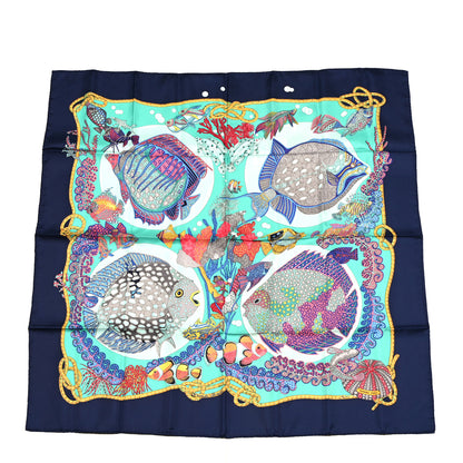 Hermes Silk Grands Fonds Scarf 90 Bleu 1 of 4