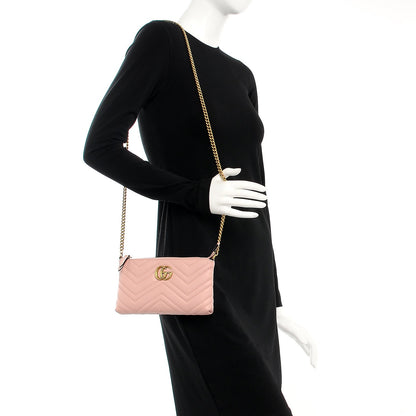 Gucci Calfskin Matelasse Mini GG Marmont Chain Bag Perfect Pink 2 of 8