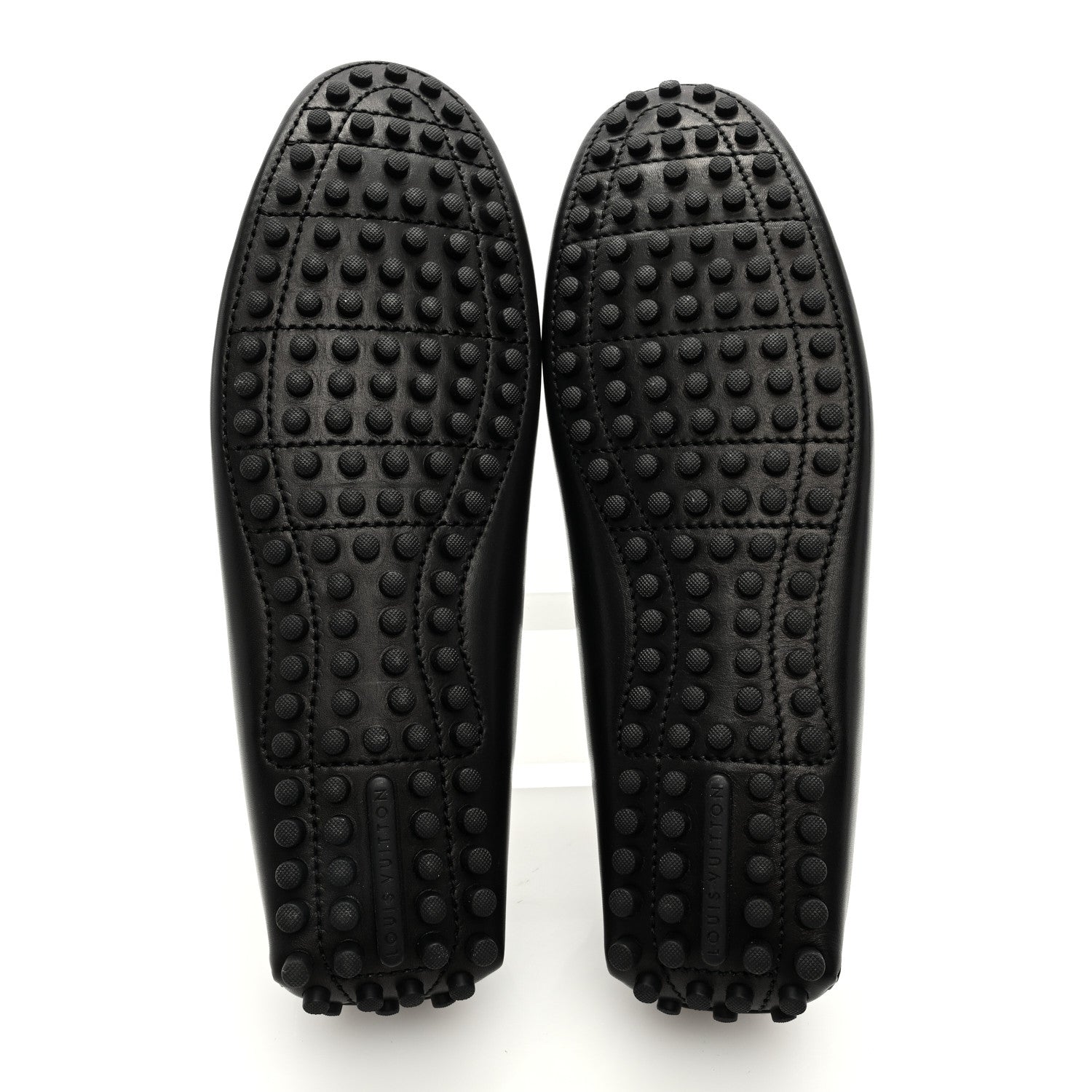 Louis Vuitton Calfskin Mens Flat LV Moccasin Loafers 10 Black 5 of 7