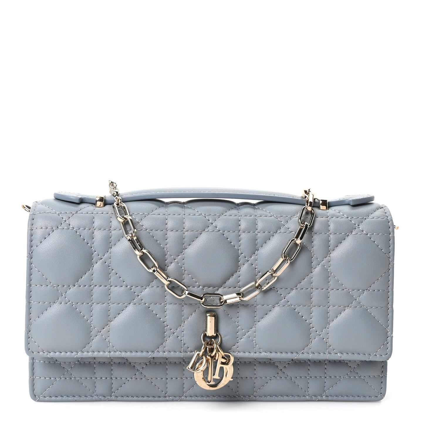 Lambskin Cannage Mini My Dior Top Handle Clutch Cloud Blue