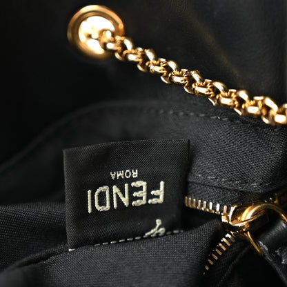 Fendi Vitello Grace King Karligraphy Chain Bucket Bag Black Bisquit 5 of 13