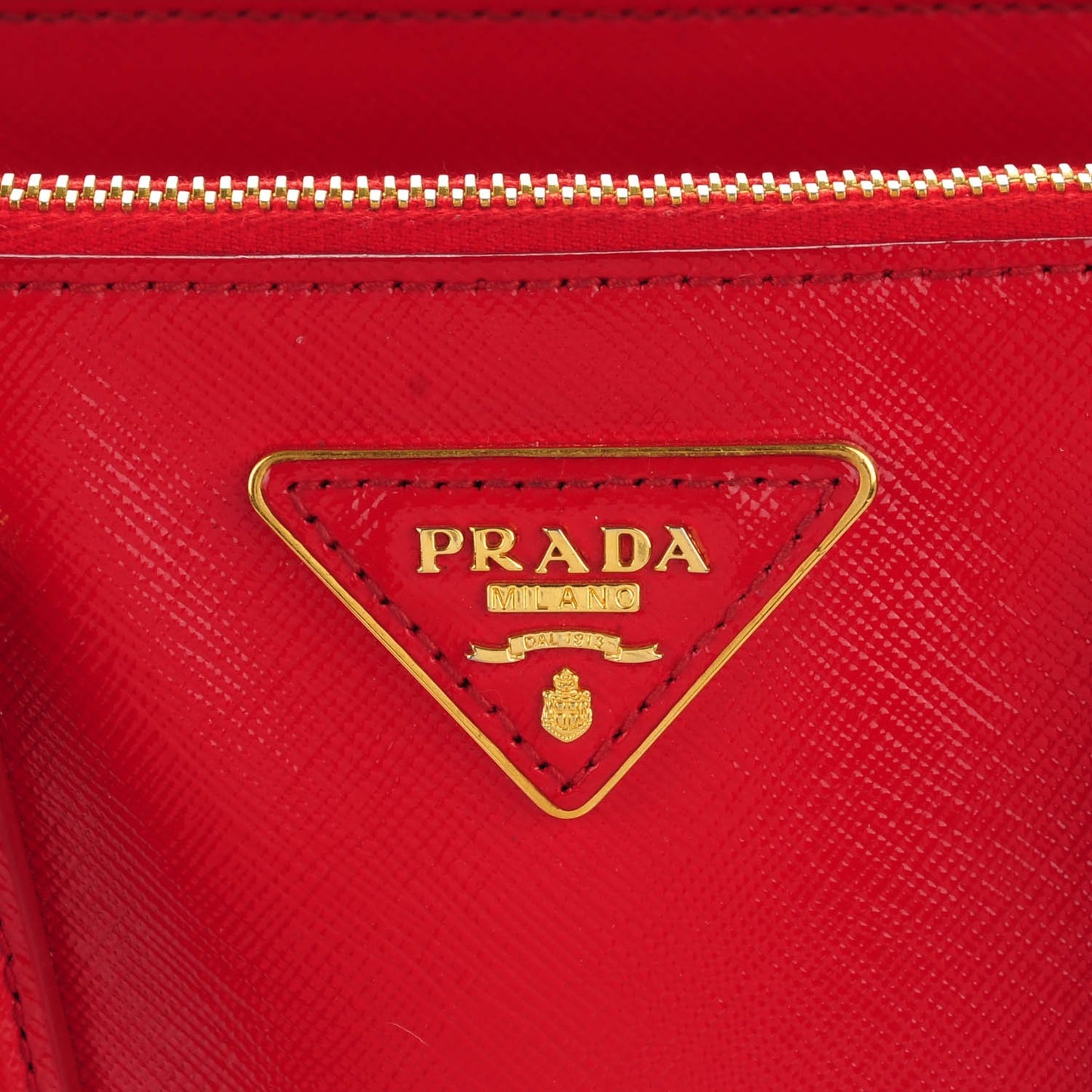 Saffiano Vernice Mini Galleria Double Zip Tote Rosso