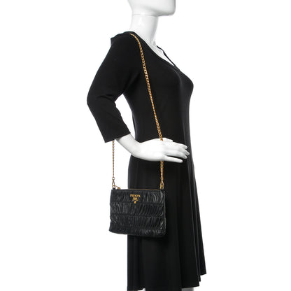 Prada Nappa Gaufre Chain Shoulder Bag Black 2 of 9
