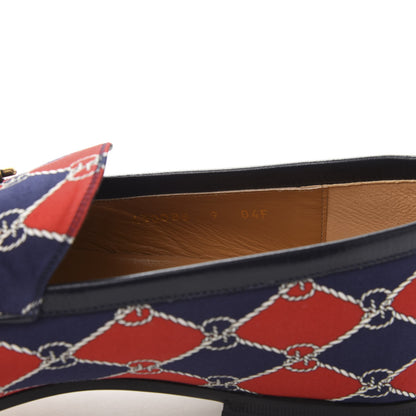 Gucci Mini GG Rhombus Chain Horsebit Mens Jordaan Loafers 9 Royal Bleuett Red 8 of 9