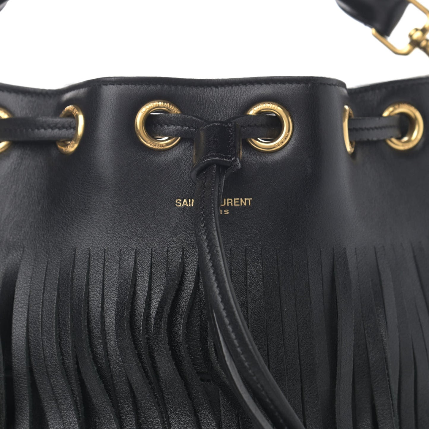 Calfskin Small Emmanuelle Fringe Hobo Bag Black