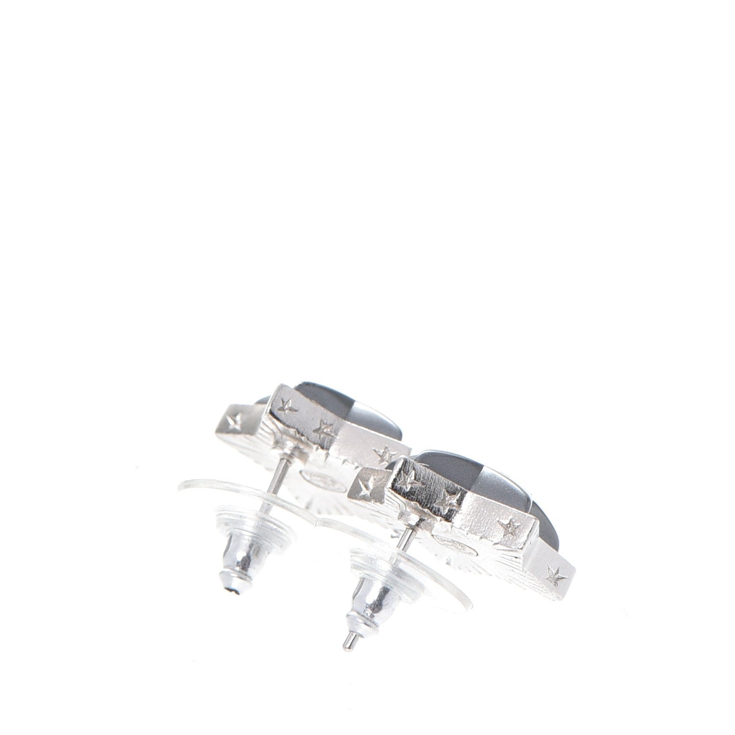 Chanel Resin Metal CC Star Earrings Silver 4 of 7