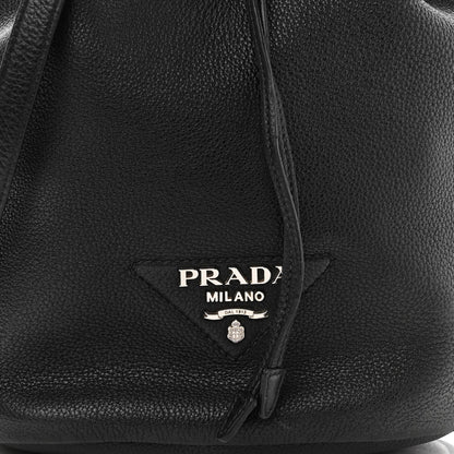 Prada Vitello Daino Drawstring Bucket Black 8 of 10