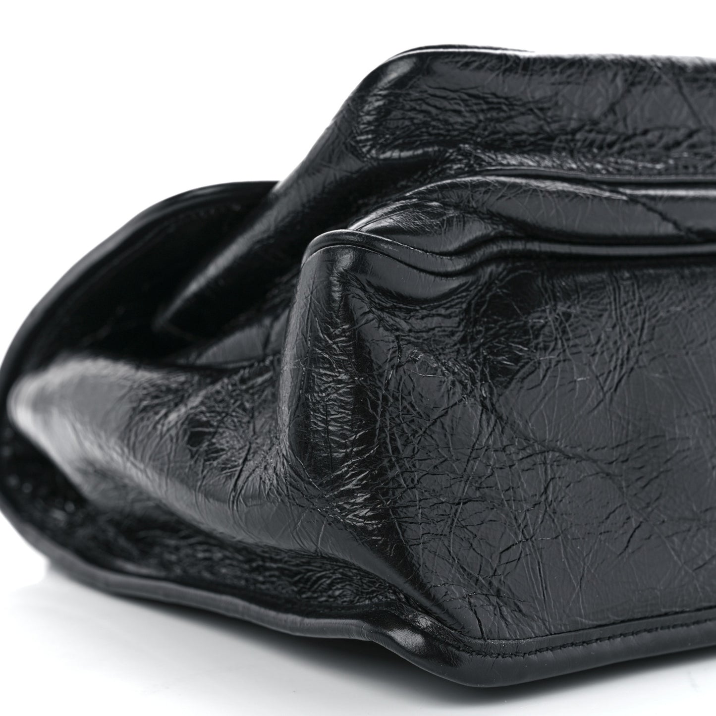 Crinkled Calfskin Matelasse Monogram Medium Niki Chain Satchel Black