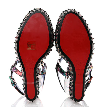 Christian Louboutin Patent Calfskin Lin By The Night Pyraclou 110 Wedge Sandals 40 Black Multicolor 5 of 8