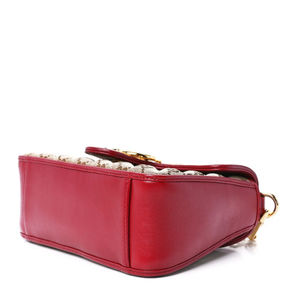 Gucci Monogram Glazed Calfskin Matelasse Diagonal Mini GG Marmont Top Handle Shoulder Bag Beige Ebony New Cherry Red 10 of 12