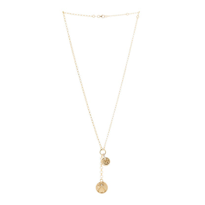 Foundrae 18K Yellow Gold Diamond Mind Body Soul Wholeness Small Karma Mini Coin Mixed Belcher Extension Chain Necklace 3 of 7