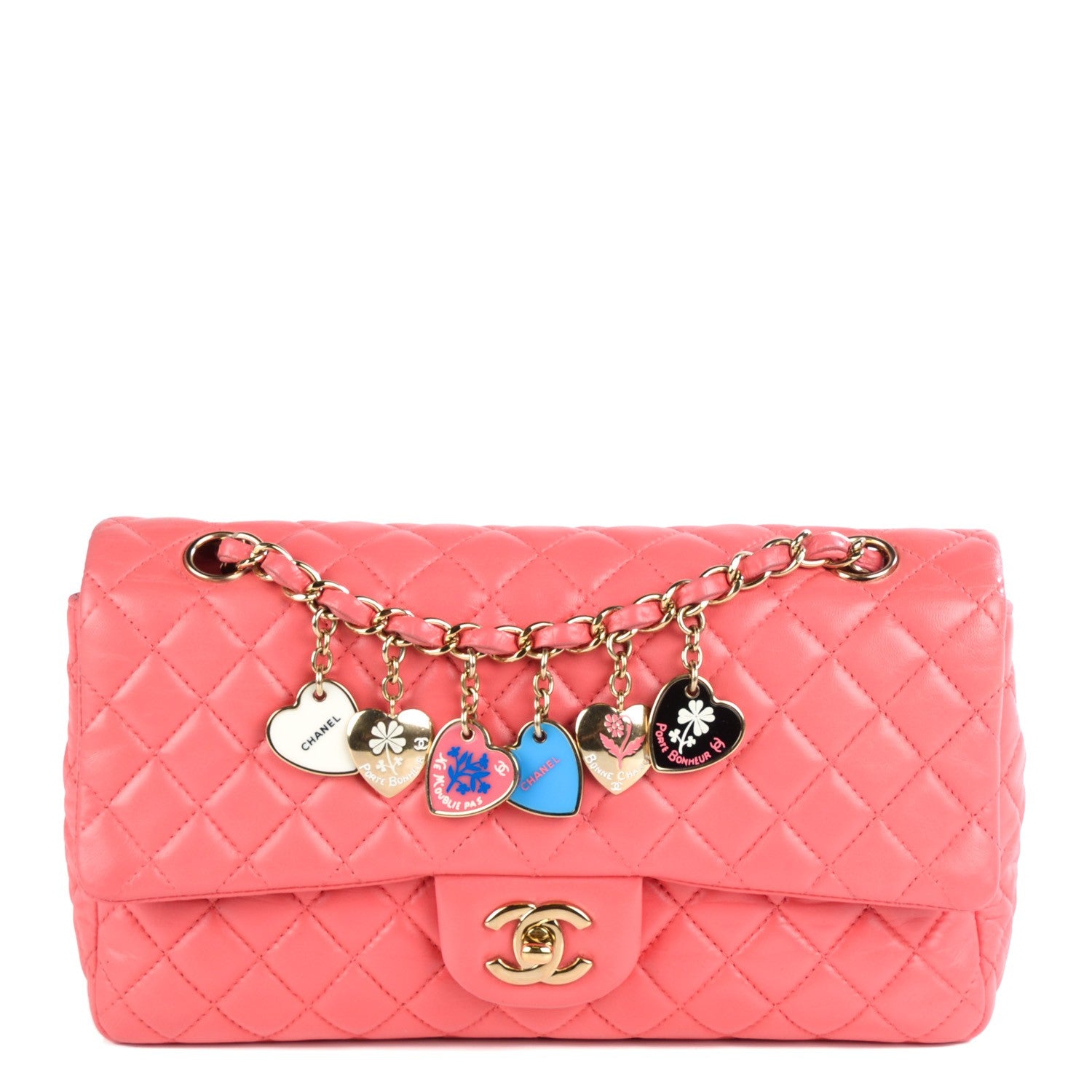 Chanel Lambskin Quilted Valentine Charms Medium Single Flap Pink 1 of 9