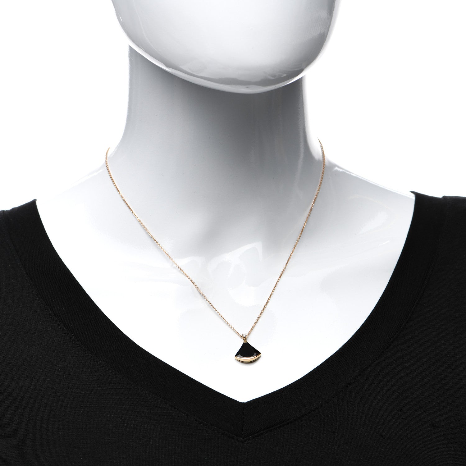 Bulgari 18K Rose Gold Diamond Black Onyx Divas' Dream Pendant Necklace 2 of 5