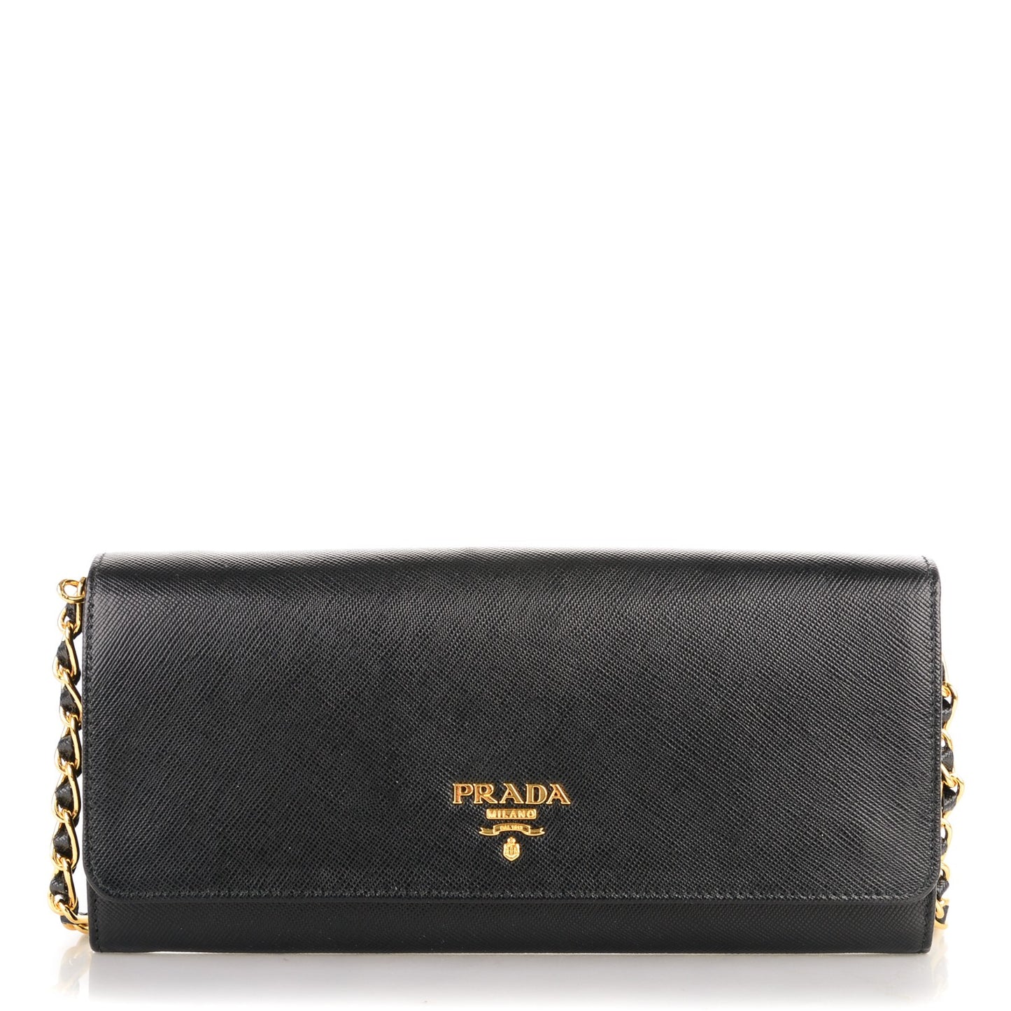 Saffiano Metal Oro Chain Wallet Nero Black