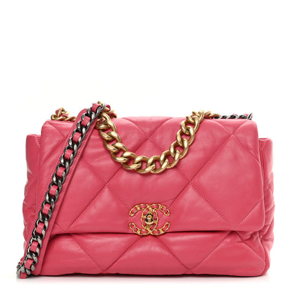 Chanel Goatskin Quilted Large Chanel 19 Flap Dark Pink 1 of 12