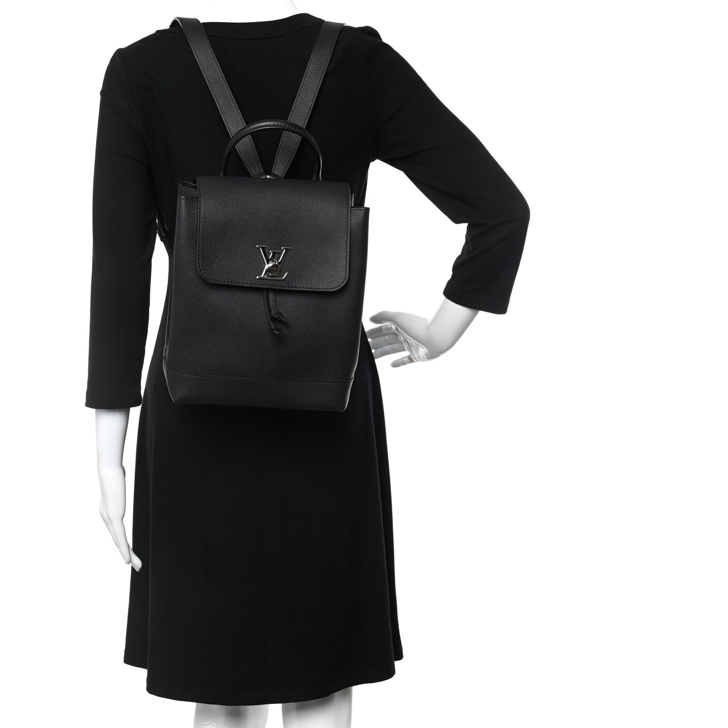 Calfskin Lockme Backpack Black