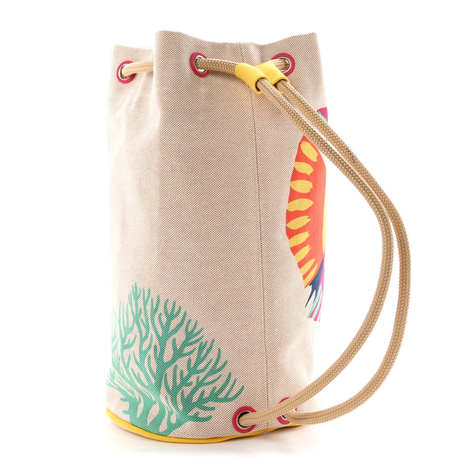 Hermes Toile H Canvas Under The Waves Drawstring Duffle Bag 3 of 10