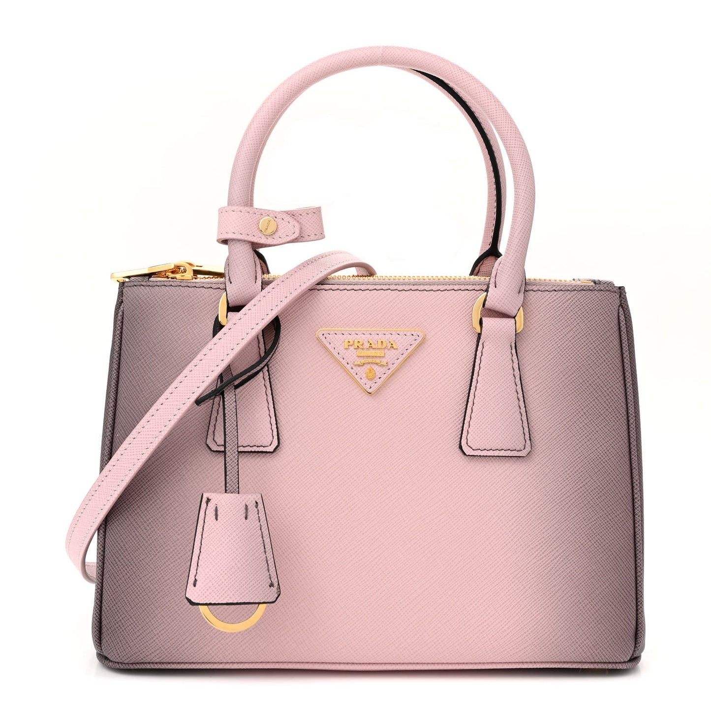 Saffiano Lux Small Galleria Double Zip Tote Gradient Alabaster Pink