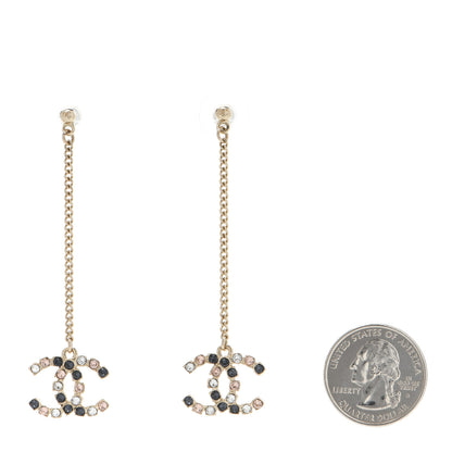 Chanel Crystal CC Drop Earrings Pink Grey Gold 2 of 4