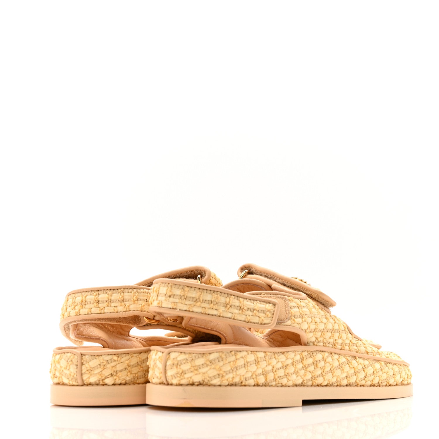 Chanel Braided Fabric Velcro Dad Sandals 38.5 Beige 5 of 12
