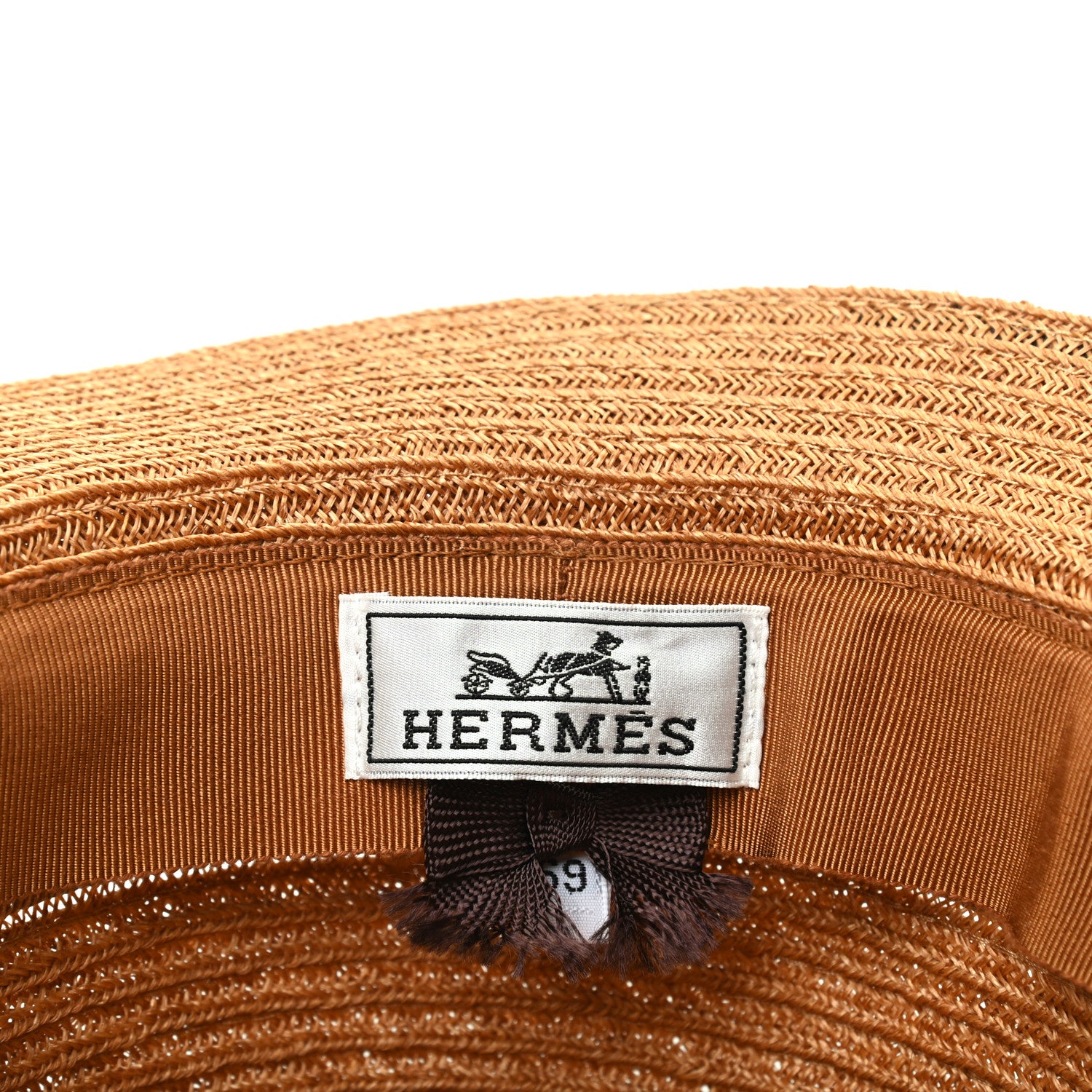 Hermes Braided Hemp Claudio Hat 59 Caramel 5 of 5