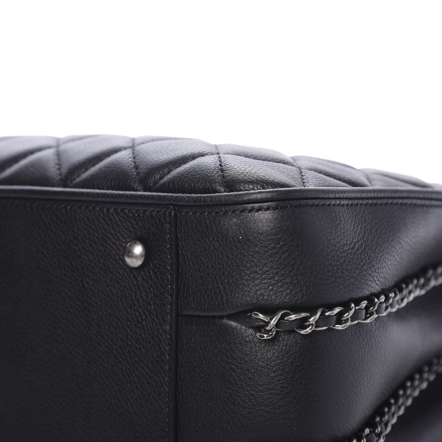Calfskin Quilted Frame In Chain Tote Black