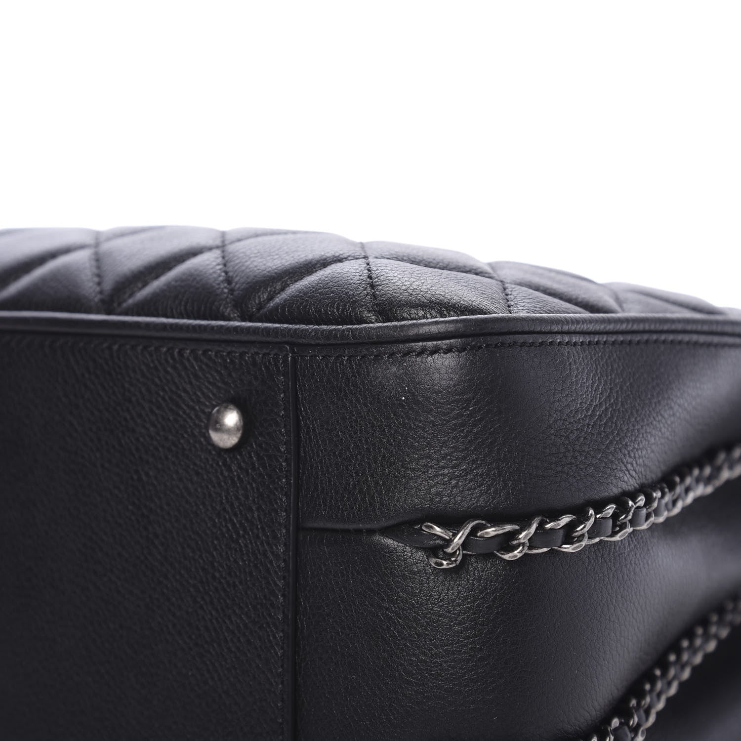 Chanel Calfskin Quilted Frame In Chain Tote Black 10 of 11